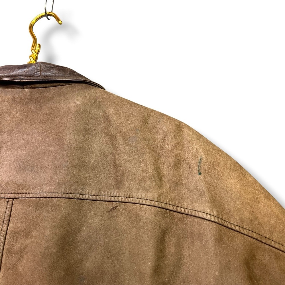 Vintage Wilsons Adventure Bound Distressed Brown Leather Bomber Jacket Men's S - Picture 7 of 13
